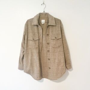 Joie Neutral Plaid Long Flannel Jackets S